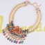 Exaggerate Coffee Flower Decorated Pure Color Design Hand-woven Necklace