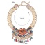 Exaggerate White+multi Color Flower Decorated Multilayer Design Hand-woven Necklace