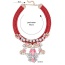 Exaggerate Red Geometric Shape Diamond Decorated Hand-woven Short Chain Necklace