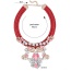 Exaggerate Pink Geometric Shape Diamond Decorated Hand-woven Short Chain Necklace
