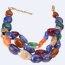 Trendy Multi-color Oval Shape Decorated Short Chain Multilayer Necklace