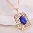 Elegant Gold Color+blue Square Shape Pendant Decorated Long Chain Jewelry Sets