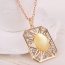Elegant Gold Color +yellow Square Shape Pendant Decorated Long Chain Jewelry Sets