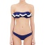 Sexy Navy Blue Off-the-shoulder Decorated Pure Color Bikini