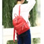 Fashion Red Zipper Pendant Decorated Simple Pure Color Backpack