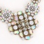 Elegant Multi-color Hollow Out Flower Shape Pendant Decorated Short Chain Necklace