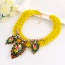 Elegant Yellow Waterdrop Gemstone Pendant Decorated Hand-woven Chain Necklace