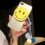 Cute Blue Smiling Face Shape Decorated Transparent Iphone7plus Case