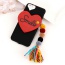 Sweet Black Letter&heart Shape Decorated Tassel Pure Color Iphone7 Case