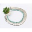 Retro White+light Green Diamond Decorated Short Chain Collar Necklace