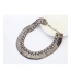 Retro White+light Green Diamond Decorated Short Chain Collar Necklace