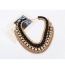 Exaggerated Black Square Diamond Decorated Hand-woven Collar Necklace