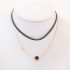 Fashion Gold Color+black Round Shape Decorated Double Layer Simple Choker