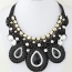 Trendy Black+white Water Drop Shape Diamond Decorated Simple Collar Necklace