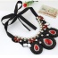 Vintage Red+black Water Drop Shape Diamond Decorated Simple Collar Necklace