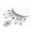 Vintage Blue Plam & Round Shape Pendant Decorated Short Chain Necklace