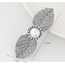 Elegant Silver Color Round Shape Decorated Leaf Design Simple Hair Cilp