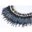 Elegant Multi-color Multilayer Square Gemstone Decorated Tassel Pendant Chocker