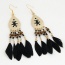 Elegant Black Feather Tassel Pendant Decorated Waterdrop Earring