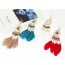 Elegant Khaki Feather Tassel Pendant Decorated Waterdrop Earring
