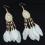 Elegant White Feather Tassel Pendant Decorated Waterdrop Earring