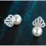 Sweet Silver Color Hollow Out Crown Shape Decorated Pearl Earring
