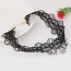 Elegant Black Diamond Flower Pendant Decorated Hollow Out Lace Flower Chocker