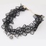 Elegant Black Diamond Flower Pendant Decorated Hollow Out Lace Flower Chocker