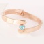Fashion Blue Round Shape Gemstone Decorated Simple Opening Bracelet