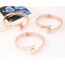 Fashion Pink Round Shape Gemstone Decorated Simple Opening Bracelet