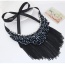 Trendy Gun Black Long Tassel Pendant Decorated Color Matching Collar Necklace