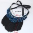 Trendy Blue Long Tassel Pendant Decorated Color Matching Collar Necklace