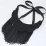 Trendy Black Long Tassel Pendant Decorated Color Matching Collar Necklace