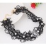 Sweet Black Pearls&diamond Decorated Hollow Out Design Simple Choker