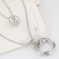 Fashion Silver Color Round Shape Pendant Decorated Double Layer Design Necklace