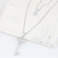 Fashion Silver Color Key Shape Pendant Decorated Doubkle Layer Necklace