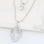 Elegant Silver Color Hollow Out Leaf Pendant Decorated Double Layer Necklace