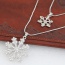 Elegant Silver Color Snowflower Pendant Decorated Double Layer Necklace