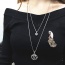 Fashion Silver Color Flower Pendant Decorated Simple Double Layer Necklace