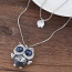 Sweet Blue Diamond&owl Shane Pendant Decorated Double Layer Necklace