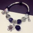 Sweet Dark Blue Butterfly&flower Shape Pendant Decorated Simple Bracelet