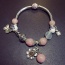 Sweet Pink Butterfly&flower Shape Pendant Decorated Simple Bracelet