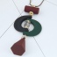 Sweet Multi-color Double Heart Shape Pendant Decorated Tassel Necklace