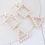 Exaggerated White Pearl Decorated Square&triangle Pendant Earring