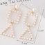 Exaggerated White Pearl Decorated Square&triangle Pendant Earring