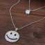 Sweet Silver Color Smiling Face Pendant Decorated Double Layer Necklace