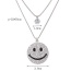 Sweet Silver Color Smiling Face Pendant Decorated Double Layer Necklace