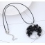 Fashion Black Irregular Shape Gemstone Decorated Tree Shape Simple Necklace