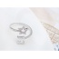 Fashion Silver Color Star&square Shape Diamond Decorated Opening Ring