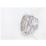 Fashion Silver Color Square Shape Diamond Decorated Hollow Out Design Ring